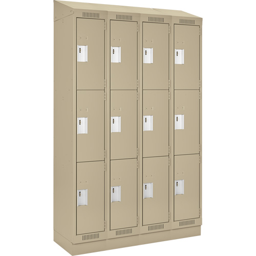 Anthony Steel Mfg. CL-T4-12X18X72RBST_A123 Clean Line Lockers, 3 -tier, Bank of 4, 48" x 18" x 82", Steel, Beige, Rivet (Assembled)