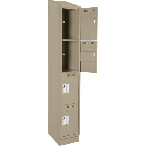 Anthony Steel Mfg. CL-Q1-12X18X72RBST_A123 Clean Line Lockers, 4 -tier, 12" x 18" x 82", Steel, Beige, Rivet (Assembled)