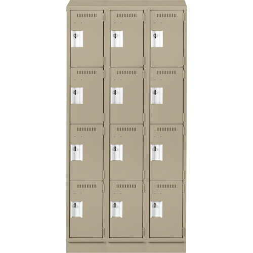 Anthony Steel Mfg. CL-Q-3-121272RBST_A123 Clean Line Lockers, 4 -tier, Bank of 3, 36" x 12" x 82", Steel, Beige, Rivet (Assembled)
