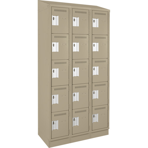 Anthony Steel Mfg. CL-5-3-121272RBST_A123 Assembled Clean Line Personal Effects Lockers, 5 -tier, Bank of 3, 12" x 82" x 36", Steel