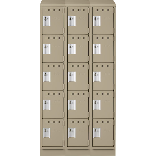 Anthony Steel Mfg. CL-5-3-121272RBST_A123 Assembled Clean Line Personal Effects Lockers, 5 -tier, Bank of 3, 12" x 82" x 36", Steel