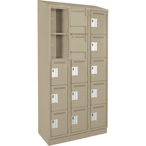 Anthony Steel Mfg. CL-5-3-121272RBST_A123 Assembled Clean Line Personal Effects Lockers, 5 -tier, Bank of 3, 12" x 82" x 36", Steel