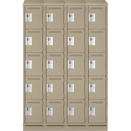 Anthony Steel Mfg. CL5-4-12X18X72RBST_A123 Clean Line Lockers, 5 -tier, Bank of 4, 48" x 18" x 82", Steel, Beige, Rivet (Assembled)