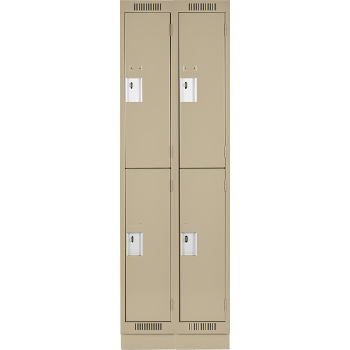 Anthony Steel Mfg. CL-D-2-12X12X72-RB_A123 Clean Line Lockers, 2 -tier, Bank of 2, 24" x 12" x 76", Steel, Beige, Rivet (Assembled)