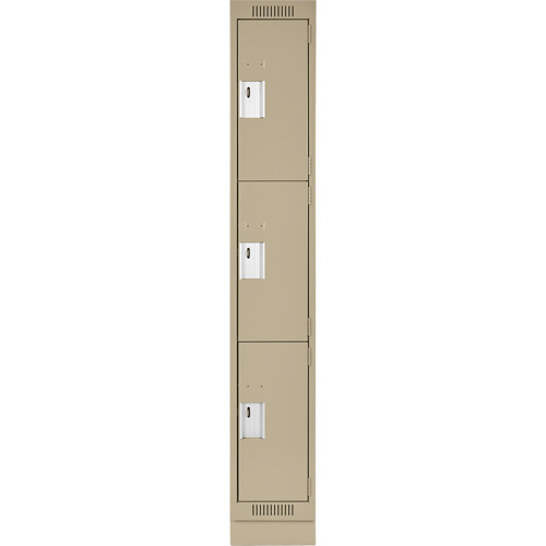 Anthony Steel Mfg. CL-T-1-12X18X72-RB_A123 Clean Line Lockers, 3 -tier, 12" x 18" x 76", Steel, Beige, Rivet (Assembled)