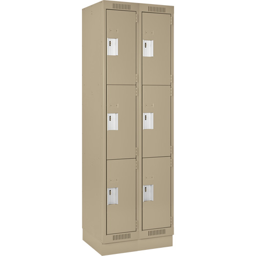 Anthony Steel Mfg. CL-T-2-18X18X72-RB_A123 Clean Line Lockers, 3 -tier, Bank of 2, 36" x 18" x 76", Steel, Beige, Rivet (Assembled)