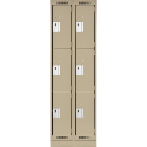 Anthony Steel Mfg. CL-T-2-18X18X72-RB_A123 Clean Line Lockers, 3 -tier, Bank of 2, 36" x 18" x 76", Steel, Beige, Rivet (Assembled)
