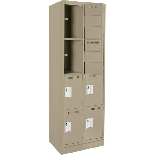 Anthony Steel Mfg. CL-Q-2-12X12X72-RB_A123 Clean Line Lockers, 4 -tier, Bank of 2, 24" x 12" x 76", Steel, Beige, Rivet (Assembled)