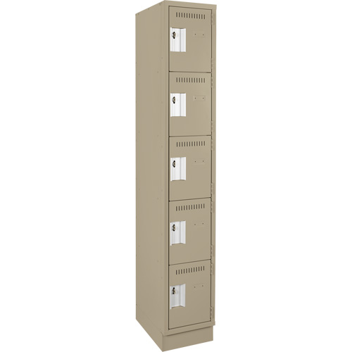 Anthony Steel Mfg. CL-5T-1-121272-RB_A123 Assembled Clean Line Personal Effects Lockers, 5 -tier, 12" x 76" x 12", Steel