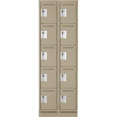 Anthony Steel Mfg. CL-5T-2-121272-RB_A123 Assembled Clean Line Personal Effects Lockers, 5 -tier, Bank of 2, 12" x 76" x 24", Steel
