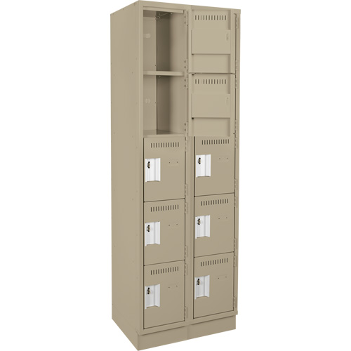 Anthony Steel Mfg. CL-5T-2-121272-RB_A123 Assembled Clean Line Personal Effects Lockers, 5 -tier, Bank of 2, 12" x 76" x 24", Steel