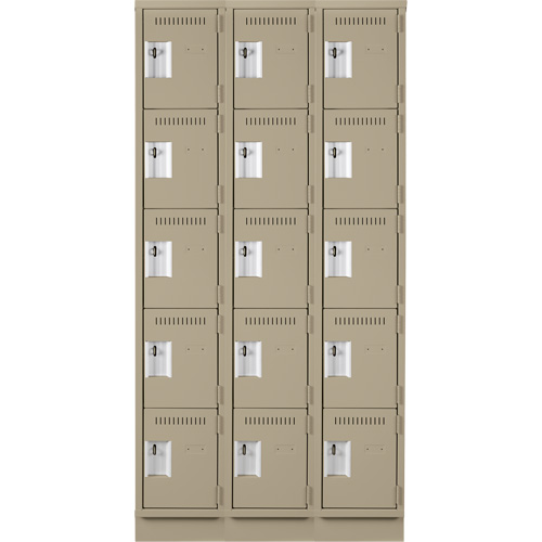 Anthony Steel Mfg. CL-5T-3-121272-RB_A123 Assembled Clean Line Personal Effects Lockers, 5 -tier, Bank of 3, 12" x 76" x 36", Steel