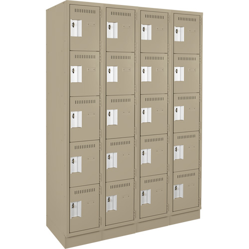 Anthony Steel Mfg. CL-5T-4-121272-RB_A123 Assembled Clean Line Personal Effects Lockers, 5 -tier, Bank of 4, 12" x 76" x 48", Steel