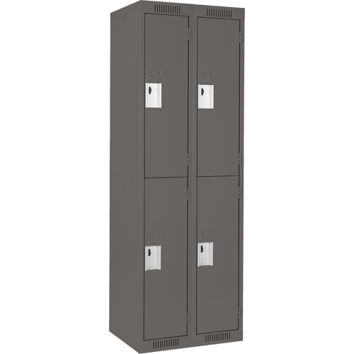 Anthony Steel Mfg. CL-D-2-12X18X72_A127 Clean Line Lockers, 2 -tier, Bank of 2, 24" x 18" x 72", Steel, Charcoal, Rivet (Assembled)