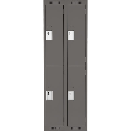 Anthony Steel Mfg. CL-D-2-12X18X72_A127 Clean Line Lockers, 2 -tier, Bank of 2, 24" x 18" x 72", Steel, Charcoal, Rivet (Assembled)
