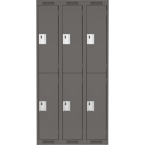 Anthony Steel Mfg. CL-D-3-12X18X72_A127 Clean Line Lockers, 2 -tier, Bank of 3, 36" x 18" x 72", Steel, Charcoal, Rivet (Assembled)