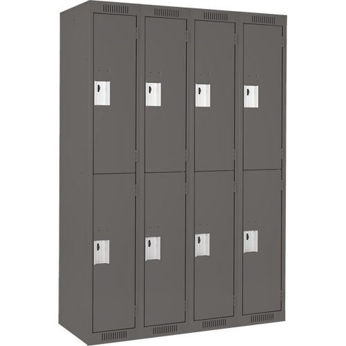 Anthony Steel Mfg. CL-D-4-12X18X72_A127 Clean Line Lockers, 2 -tier, Bank of 4, 48" x 18" x 72", Steel, Charcoal, Rivet (Assembled)