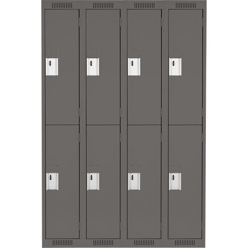 Anthony Steel Mfg. CL-D-4-12X18X72_A127 Clean Line Lockers, 2 -tier, Bank of 4, 48" x 18" x 72", Steel, Charcoal, Rivet (Assembled)
