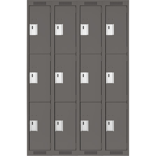 Anthony Steel Mfg. CL-T-4-12X15X72_A127 Clean Line Lockers, 3 -tier, Bank of 4, 48" x 15" x 72", Steel, Charcoal, Rivet (Assembled)