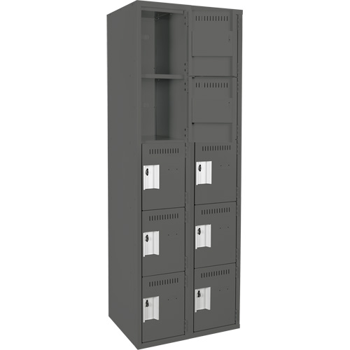 Anthony Steel Mfg. CL-5T-2-12X12X72_A127 Assembled Clean Line Personal Effects Lockers, 5 -tier, Bank of 2, 12" x 72" x 24", Steel