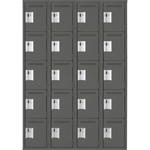 Anthony Steel Mfg. CL-5T-4-12X12X72_A127 Assembled Clean Line Personal Effects Lockers, 5 -tier, Bank of 4, 12" x 72" x 48", Steel