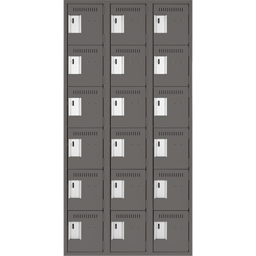 Anthony Steel Mfg. CL-L-3-12X12X72_A127 Clean-Line Lockerette, 6 -tier, Bank of 3, 12" x 72" x 12", Steel