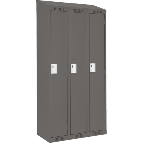 Anthony Steel Mfg. CL-S-3-12X12X72-ST_A127 Clean Line Lockers, Bank of 3, 36" x 12" x 78", Steel, Charcoal, Rivet (Assembled)