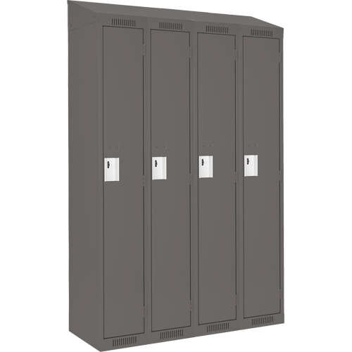 Anthony Steel Mfg. CL-S-4-12X12X72-ST_A127 Clean Line Lockers, Bank of 4, 48" x 12" x 78", Steel, Charcoal, Rivet (Assembled)