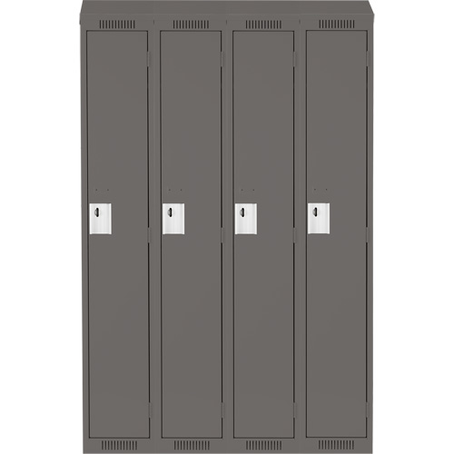 Anthony Steel Mfg. CL-S-4-12X12X72-ST_A127 Clean Line Lockers, Bank of 4, 48" x 12" x 78", Steel, Charcoal, Rivet (Assembled)