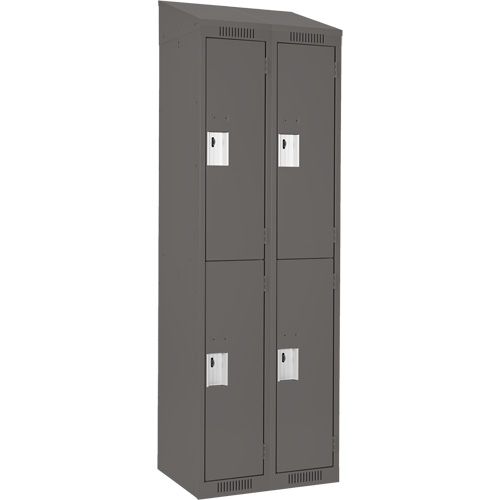 Anthony Steel Mfg. CLD-2-12X18X72-ST_A127 Clean Line Lockers, 2 -tier, Bank of 2, 24" x 18" x 78", Steel, Charcoal, Rivet (Assembled)