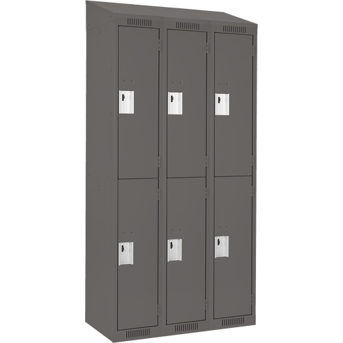 Anthony Steel Mfg. CL-D-3-18X18X72-ST_A127 Clean Line Lockers, 2 -tier, Bank of 3, 54" x 18" x 78", Steel, Charcoal, Rivet (Assembled)