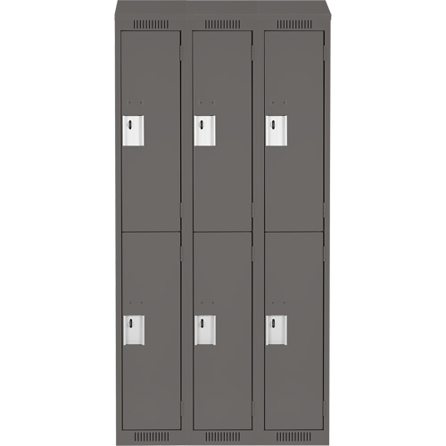 Anthony Steel Mfg. CL-D-3-18X18X72-ST_A127 Clean Line Lockers, 2 -tier, Bank of 3, 54" x 18" x 78", Steel, Charcoal, Rivet (Assembled)