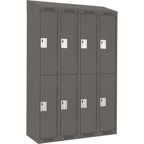 Anthony Steel Mfg. CL-D-4-12X12X72-ST_A127 Clean Line Lockers, 2 -tier, Bank of 4, 48" x 12" x 78", Steel, Charcoal, Rivet (Assembled)