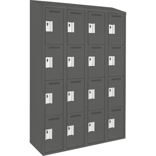 Anthony Steel Mfg. CL-Q-4-12X12X72-ST_A127 Clean Line Lockers, 4 -tier, Bank of 4, 48" x 12" x 78", Steel, Charcoal, Rivet (Assembled)