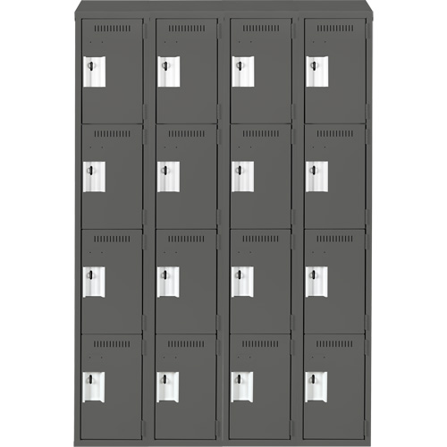 Anthony Steel Mfg. CL-Q-4-12X12X72-ST_A127 Clean Line Lockers, 4 -tier, Bank of 4, 48" x 12" x 78", Steel, Charcoal, Rivet (Assembled)
