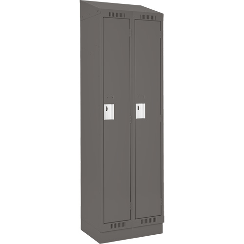 Anthony Steel Mfg. CL-S2-12X18X72RBST_A127 Clean Line Lockers, Bank of 2, 24" x 18" x 82", Steel, Charcoal, Rivet (Assembled)