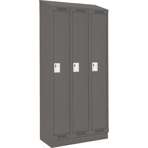 Anthony Steel Mfg. CL-S3-15X18X72RBST_A127 Clean Line Lockers, Bank of 3, 45" x 18" x 82", Steel, Charcoal, Rivet (Assembled)