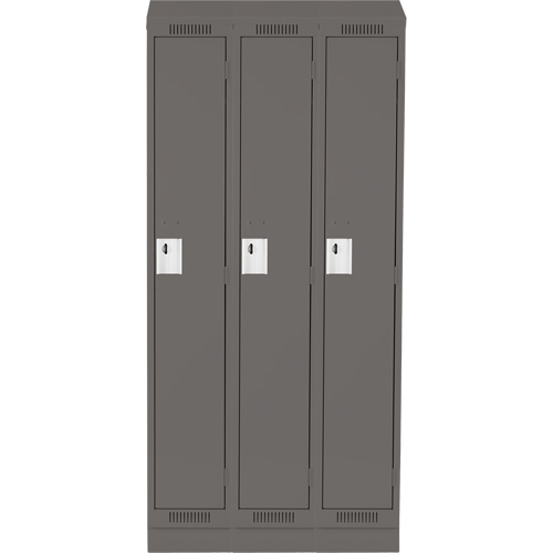 Anthony Steel Mfg. CL-S3-15X18X72RBST_A127 Clean Line Lockers, Bank of 3, 45" x 18" x 82", Steel, Charcoal, Rivet (Assembled)