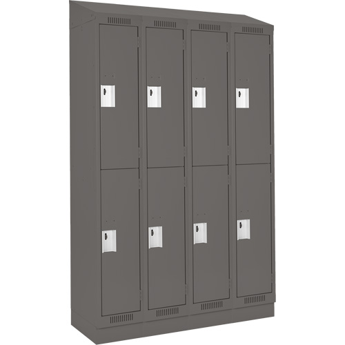 Anthony Steel Mfg. CL-D-4-121272RBST_A127 Clean Line Lockers, 2 -tier, Bank of 4, 48" x 12" x 82", Steel, Charcoal, Rivet (Assembled)