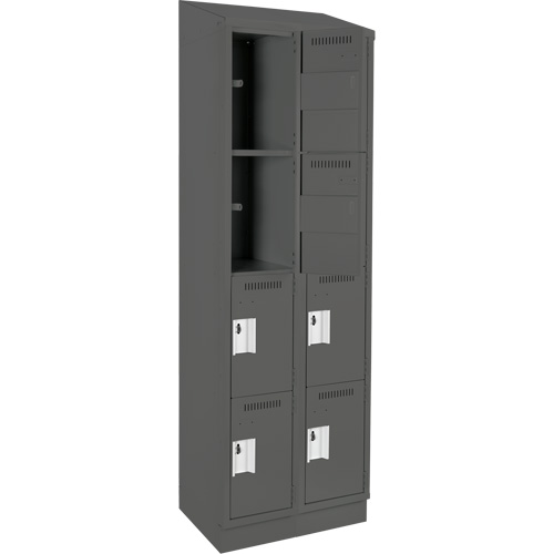 Anthony Steel Mfg. CL-Q-2-121572RBST_A127 Clean Line Lockers, 4 -tier, Bank of 2, 24" x 15" x 82", Steel, Charcoal, Rivet (Assembled)