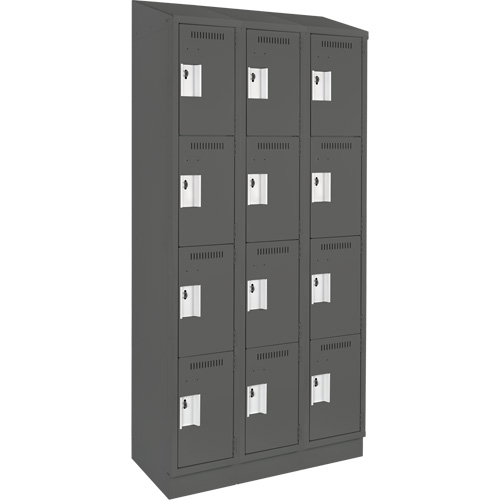 Anthony Steel Mfg. CL-Q3-12X18X72RBST_A127 Casiers Clean Line, 4 niveaux, Bloc de 3, 36" x 18" x 82", Acier, Charbon, Rivet (assembl&eacute;)