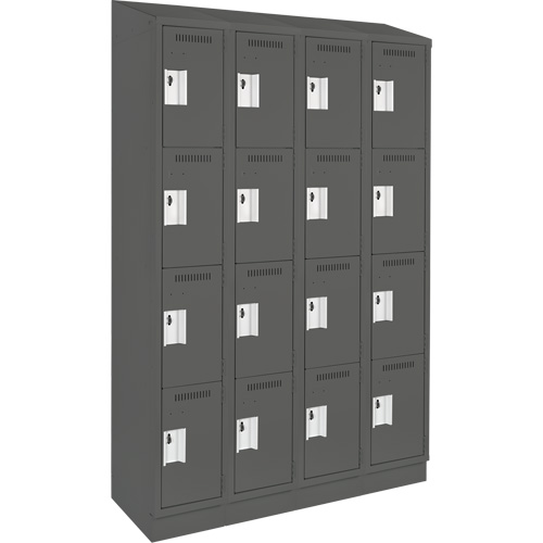 Anthony Steel Mfg. CL-Q4-12X18X72RBST_A127 Clean Line Lockers, 4 -tier, Bank of 4, 48" x 18" x 82", Steel, Charcoal, Rivet (Assembled)