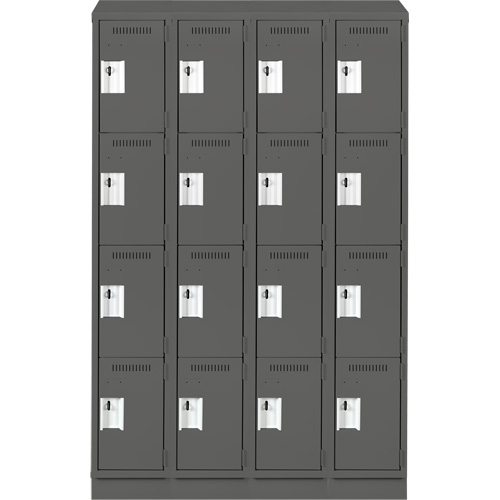 Anthony Steel Mfg. CL-Q4-12X18X72RBST_A127 Clean Line Lockers, 4 -tier, Bank of 4, 48" x 18" x 82", Steel, Charcoal, Rivet (Assembled)
