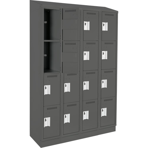Anthony Steel Mfg. CL-Q4-12X18X72RBST_A127 Clean Line Lockers, 4 -tier, Bank of 4, 48" x 18" x 82", Steel, Charcoal, Rivet (Assembled)