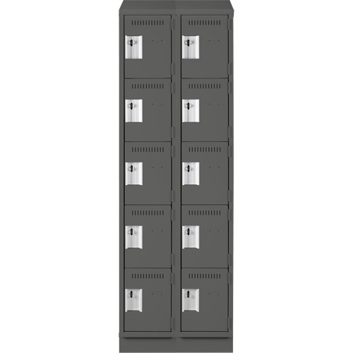 Anthony Steel Mfg. CL-5-2-121572RBST_A127 Assembled Clean Line Personal Effects Lockers, 5 -tier, Bank of 2, 15" x 82" x 24", Steel