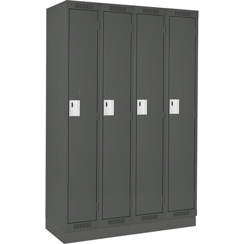 Anthony Steel Mfg. CL-S-4-12X18X72-RB_A127 Clean Line Lockers, Bank of 4, 48" x 18" x 76", Steel, Charcoal, Rivet (Assembled)