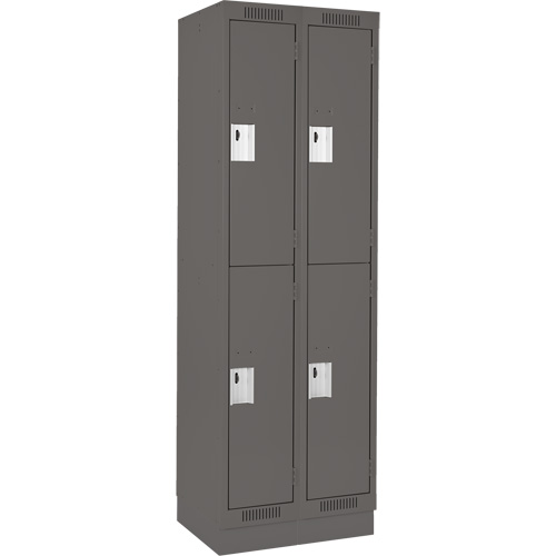 Anthony Steel Mfg. CL-D-2-12X12X72-RB_A127 Clean Line Lockers, 2 -tier, Bank of 2, 24" x 12" x 76", Steel, Charcoal, Rivet (Assembled)
