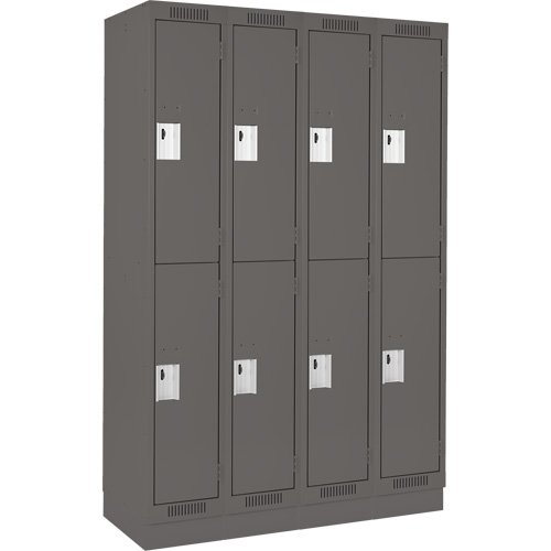 Anthony Steel Mfg. CL-D-4-12X12X72-RB_A127 Clean Line Lockers, 2 -tier, Bank of 4, 48" x 12" x 76", Steel, Charcoal, Rivet (Assembled)