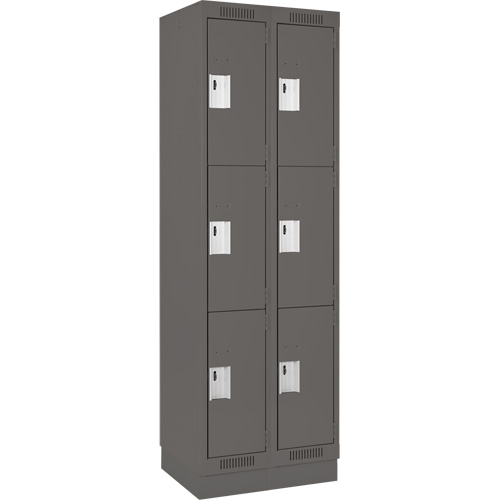 Anthony Steel Mfg. CL-T-2-12X15X72-RB_A127 Clean Line Lockers, 3 -tier, Bank of 2, 24" x 15" x 76", Steel, Charcoal, Rivet (Assembled)