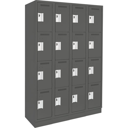Anthony Steel Mfg. CL-Q-4-12X18X72-RB_A127 Clean Line Lockers, 4 -tier, Bank of 4, 48" x 18" x 76", Steel, Charcoal, Rivet (Assembled)